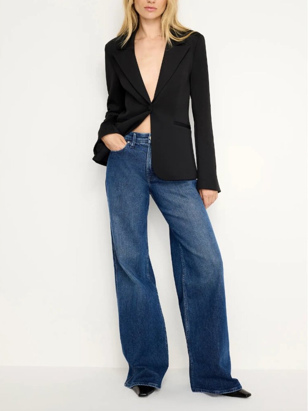 GOOD AMERICAN Good Skate High-Rise Wide Leg Jean
